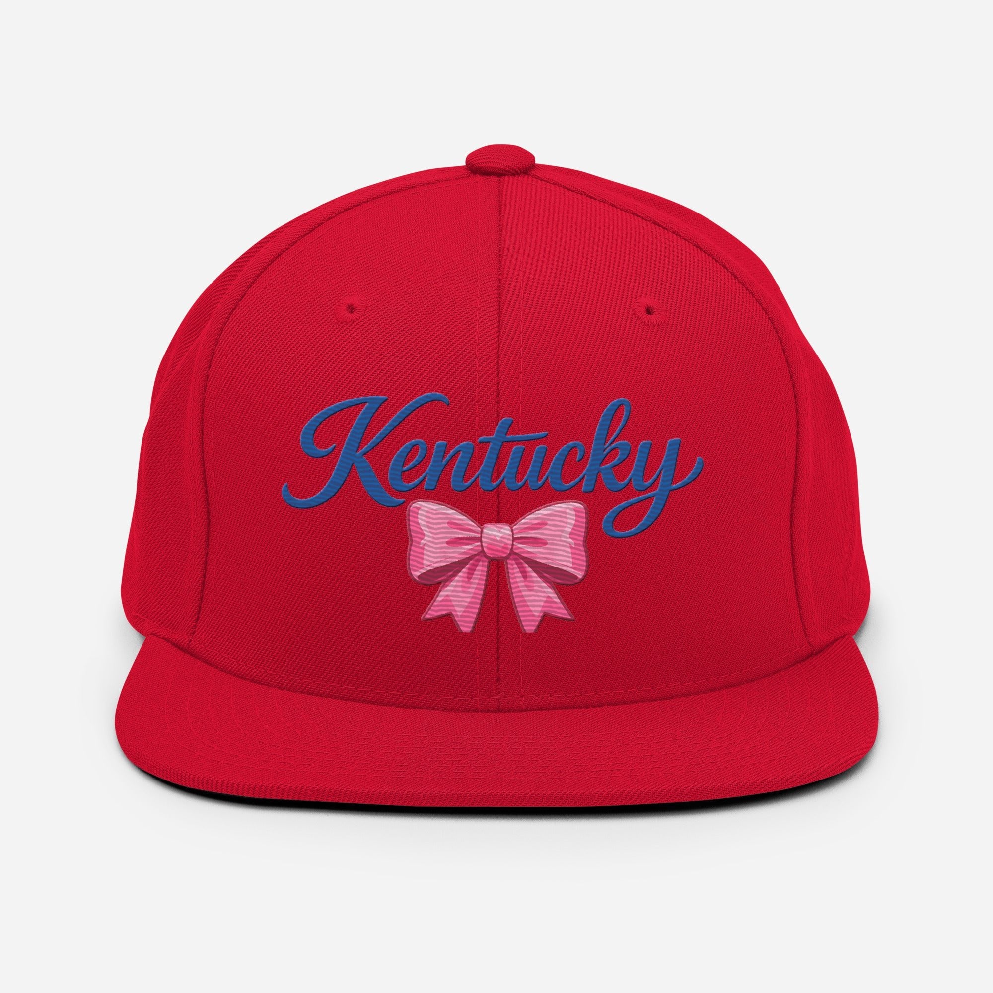 Kentucky Snapback Hat | Pink Bow Script Design | Classic Fit - Bluegrass Elite Apparel LLC