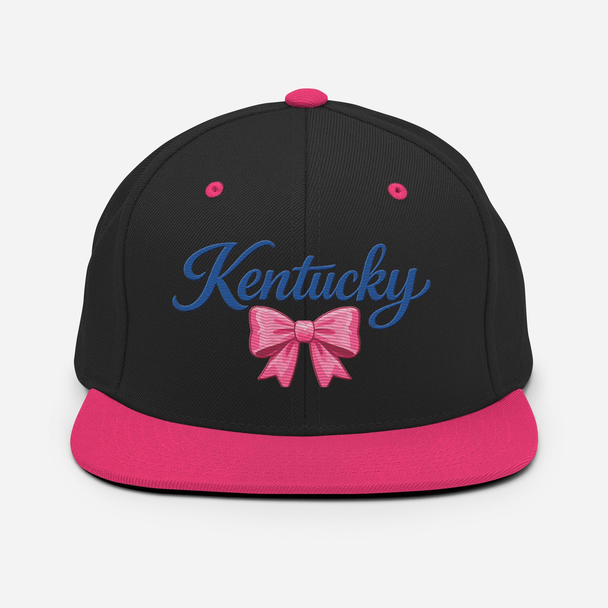 Kentucky Snapback Hat | Pink Bow Script Design | Classic Fit - Bluegrass Elite Apparel LLC