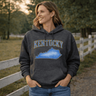 Kentucky State Hoodie | Denim Textured Design | Unisex Cotton Blend - Bluegrass Elite Apparel LLC