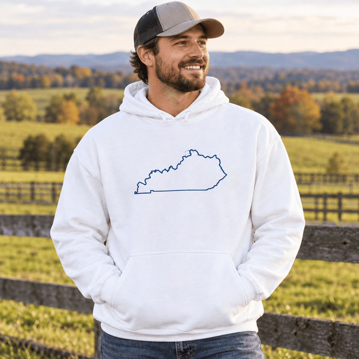 Kentucky State Outline Embroidered Hoodie - Bluegrass Elite Apparel LLC