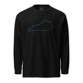 Kentucky State Outline Heavyweight Long Sleeve Shirt | Garment - Dyed Comfort | Unisex - Bluegrass Elite Apparel LLC