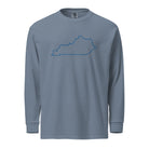 Kentucky State Outline Heavyweight Long Sleeve Shirt | Garment - Dyed Comfort | Unisex - Bluegrass Elite Apparel LLC