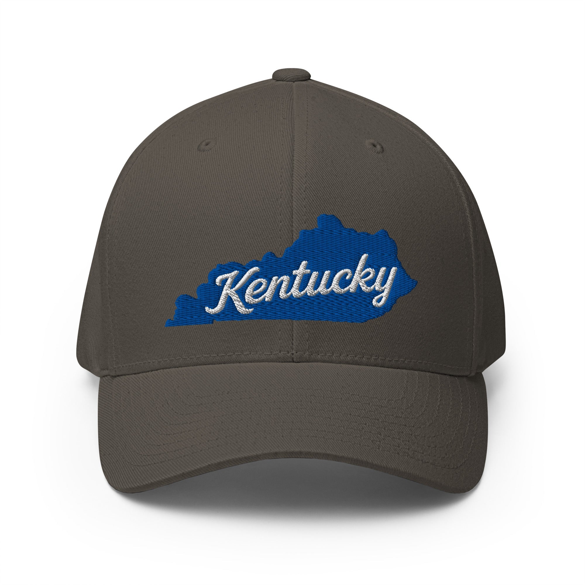 Kentucky State Outline Script Embroidered Stretch - Fit Cap - Bluegrass Elite Apparel LLC