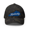 Kentucky State Outline Script Embroidered Stretch - Fit Cap - Bluegrass Elite Apparel LLC