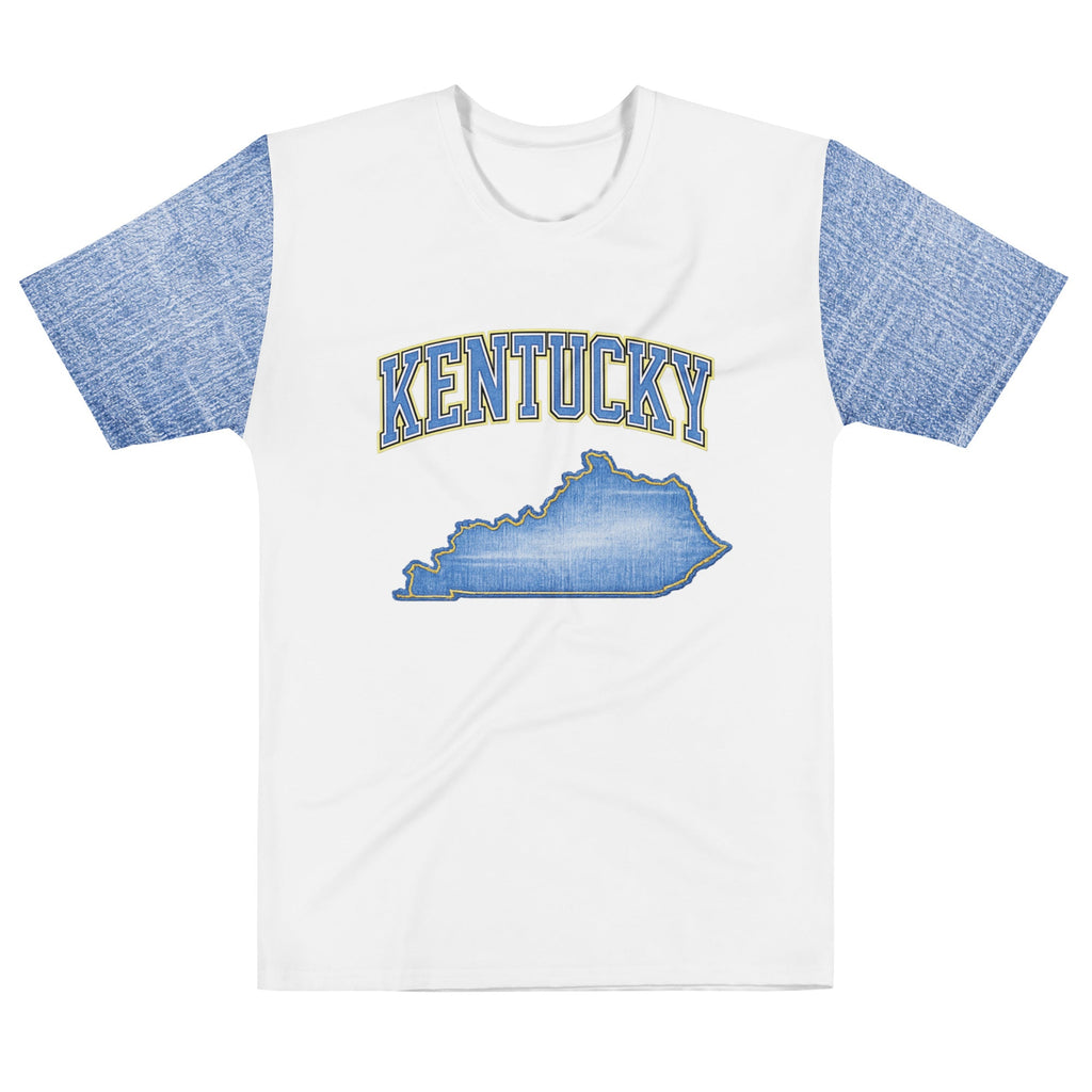 Kentucky State T-Shirt | Denim Textured Design | Men’s Cotton - Bluegrass Elite Apparel LLC