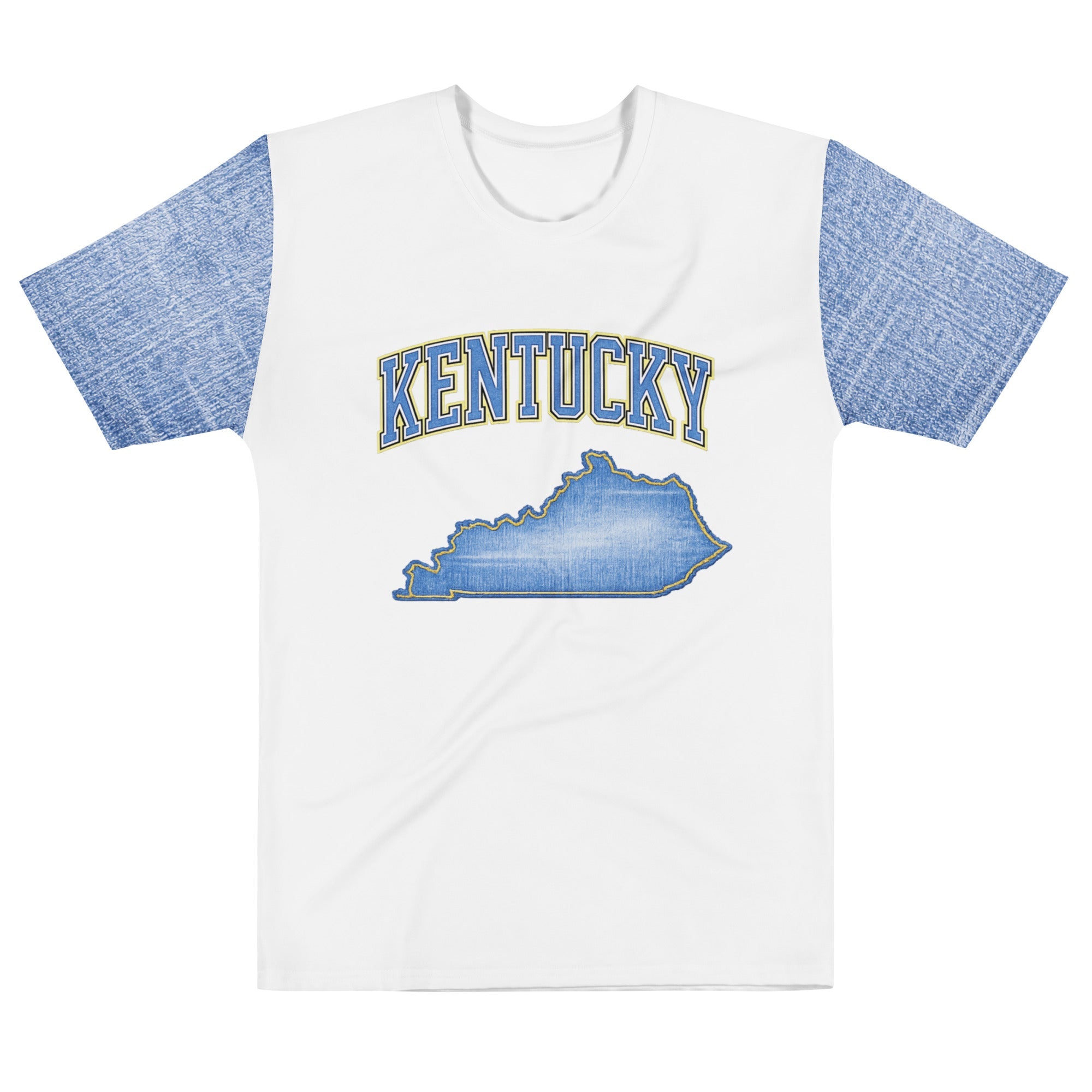 Kentucky State T-Shirt | Denim Textured Design | Men’s Cotton - Bluegrass Elite Apparel LLC