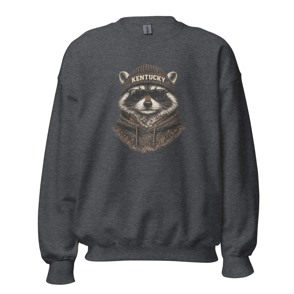 Kentucky Streetwear Sweatshirt | Urban Raccoon Design | Classic Fit - Bluegrass Elite Apparel LLC
