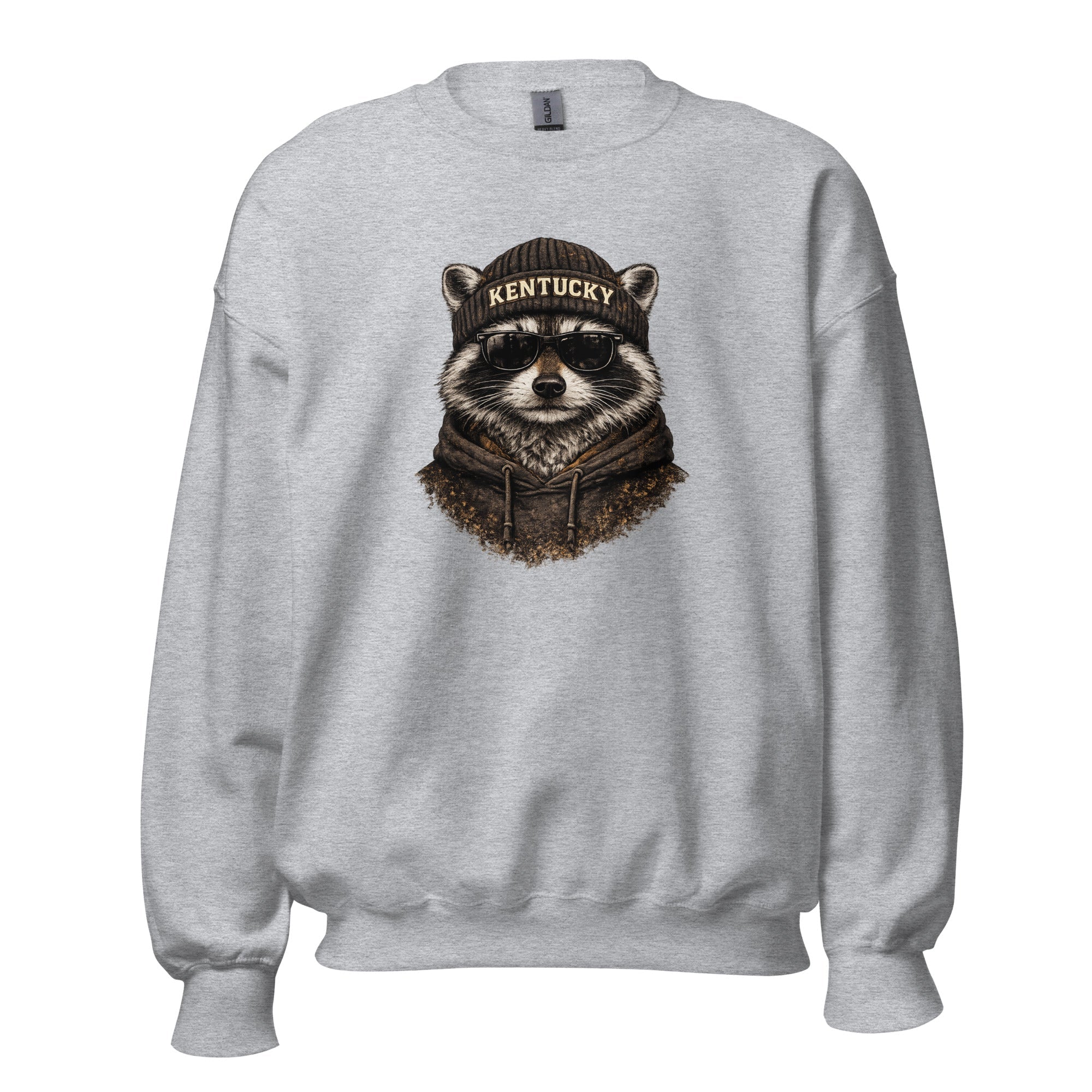 Kentucky Streetwear Sweatshirt | Urban Raccoon Design | Classic Fit - Bluegrass Elite Apparel LLC