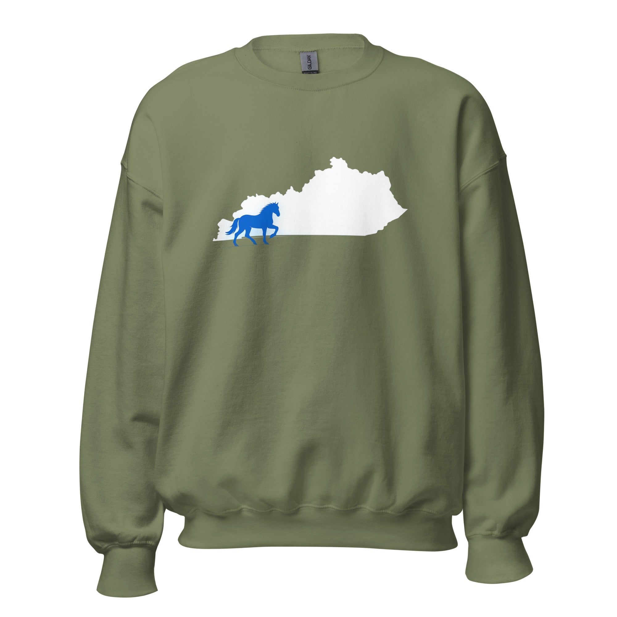 Kentucky Sweatshirt | Blue Horse State Silhouette | Unisex Classic Fit - Bluegrass Elite Apparel LLC