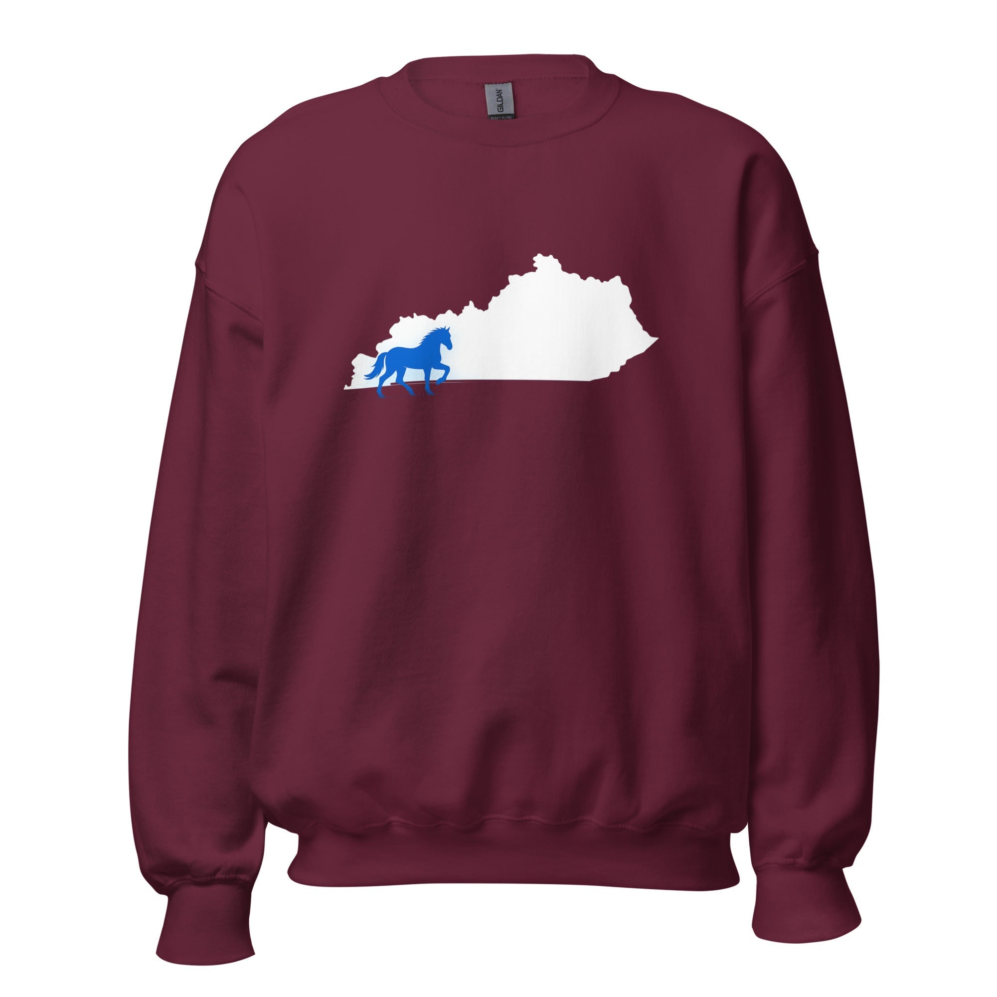 Kentucky Sweatshirt | Blue Horse State Silhouette | Unisex Classic Fit - Bluegrass Elite Apparel LLC