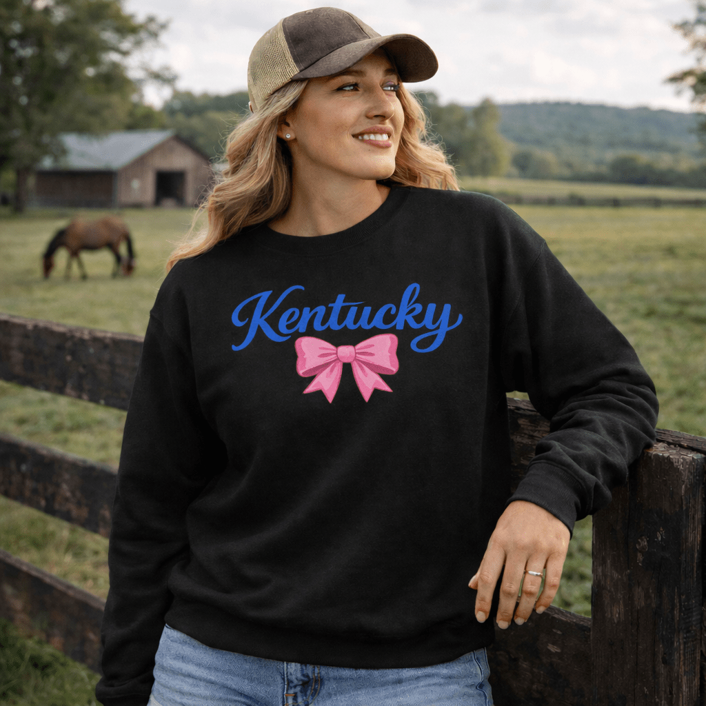 Kentucky Sweatshirt | Script & Bow Design | Cozy Unisex Fit - Bluegrass Elite Apparel LLC