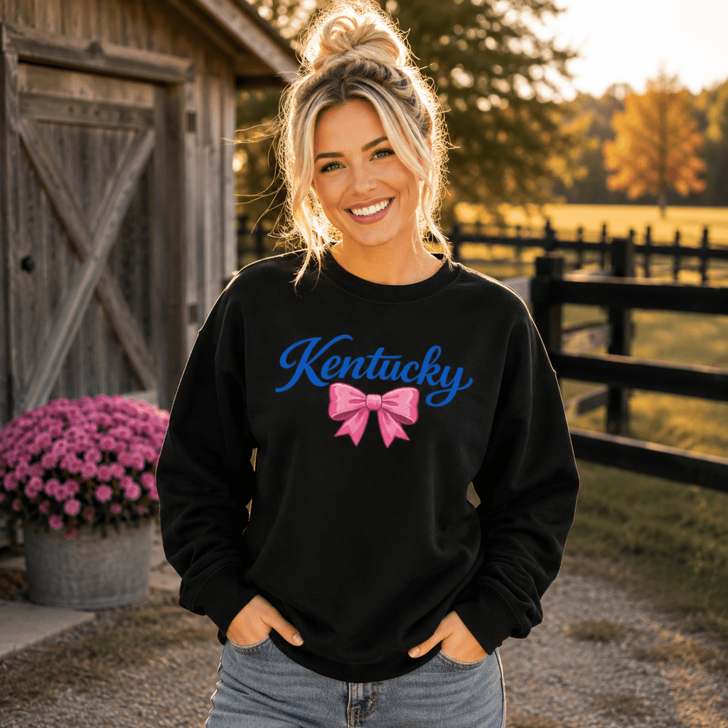 Kentucky Sweatshirt | Script & Bow Design | Cozy Unisex Fit - Bluegrass Elite Apparel LLC