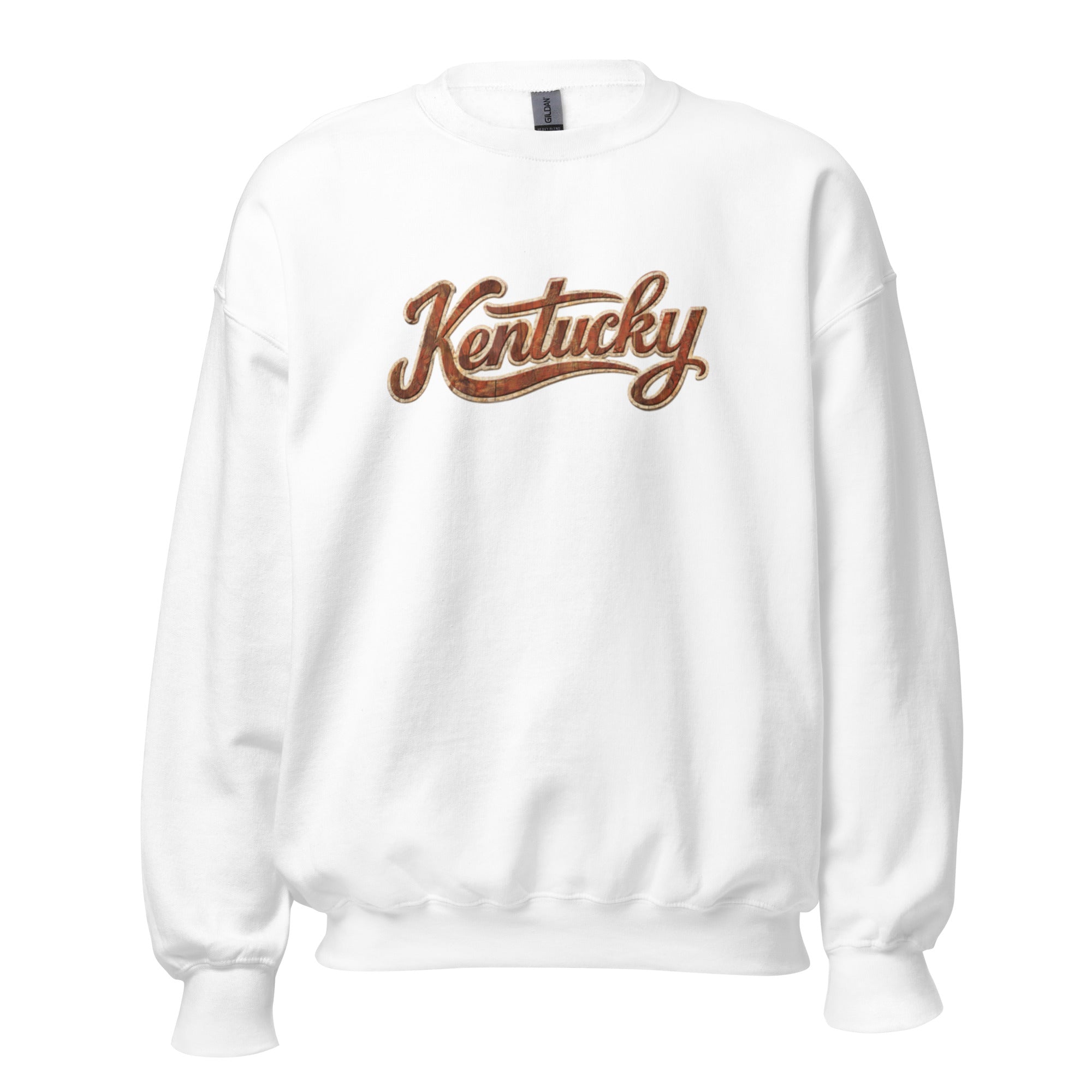 Kentucky Sweatshirt | Vintage Wood Texture Script | Unisex - Bluegrass Elite Apparel LLC