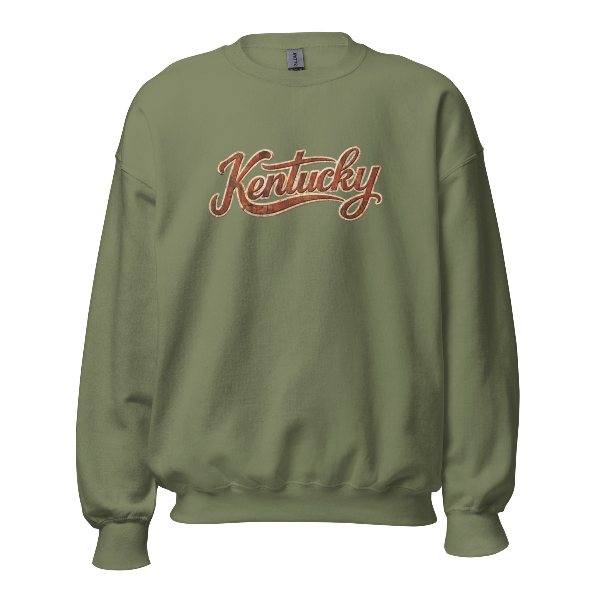 Kentucky Sweatshirt | Vintage Wood Texture Script | Unisex - Bluegrass Elite Apparel LLC