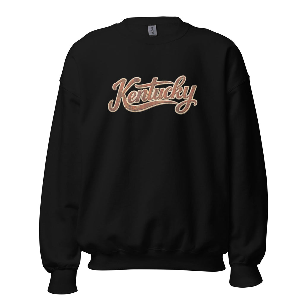 Kentucky Sweatshirt | Vintage Wood Texture Script | Unisex - Bluegrass Elite Apparel LLC