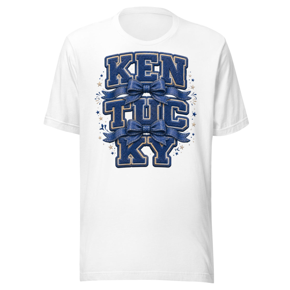 Kentucky Varsity Bow Tee | Vintage Letter Patch Design | Classic - Bluegrass Elite Apparel LLC