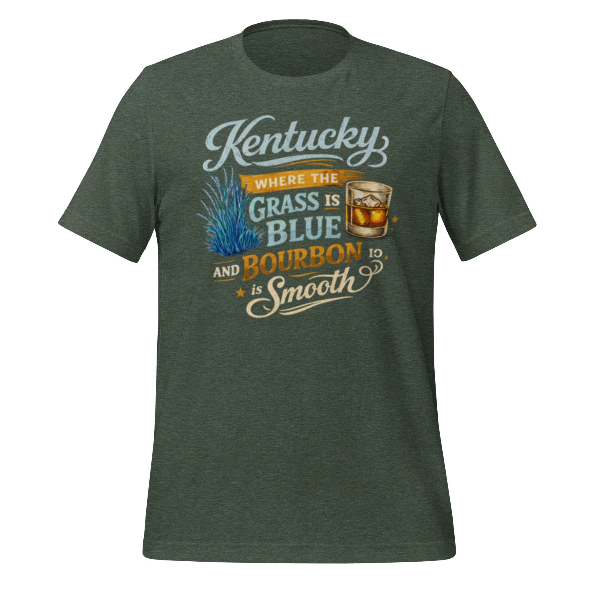 Kentucky: Where the Grass is Blue & the Bourbon is Smooth T-Shirt | Playful Southern Culture Tee | Classic Cotton - Bluegrass Elite Apparel LLC