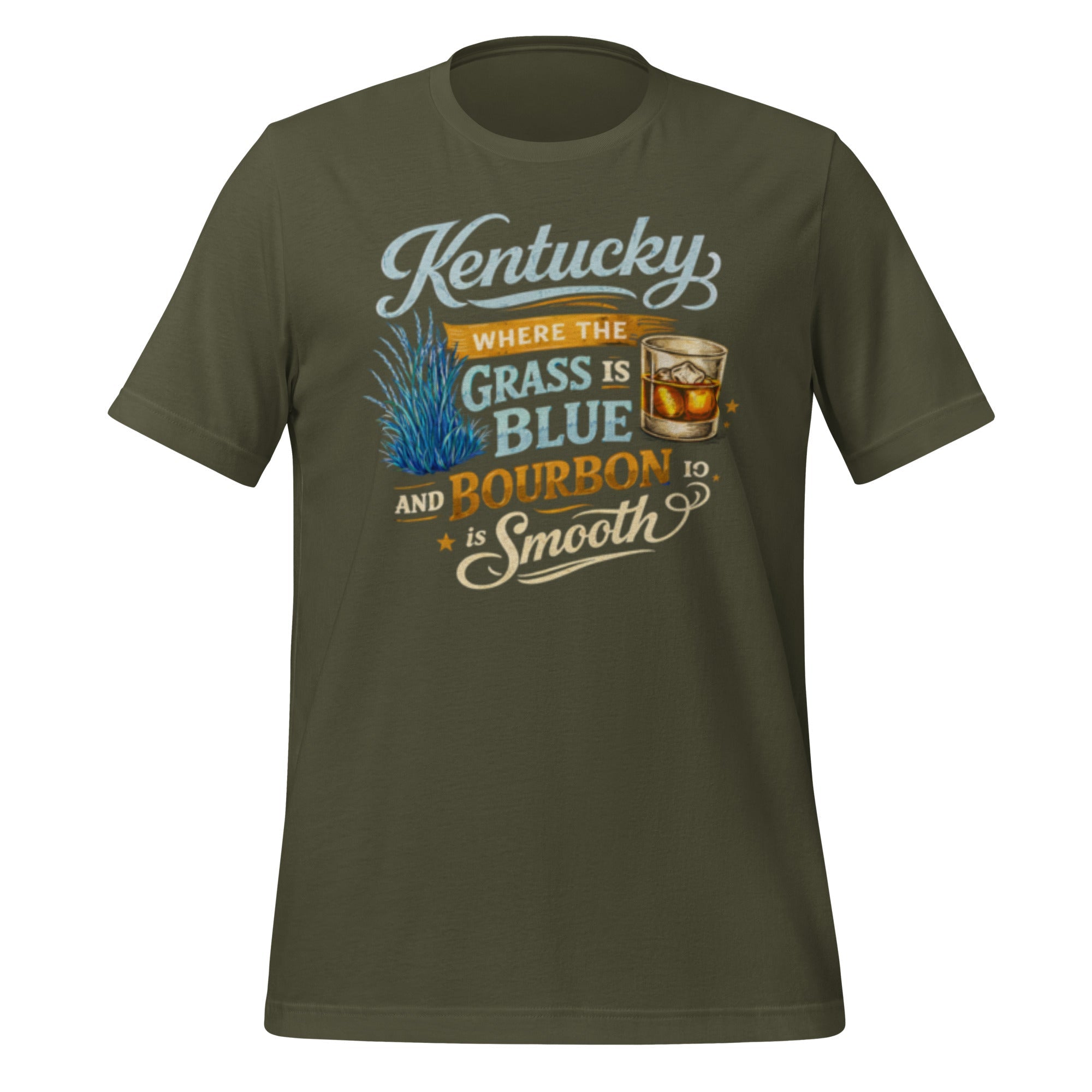 Kentucky: Where the Grass is Blue & the Bourbon is Smooth T-Shirt | Playful Southern Culture Tee | Classic Cotton - Bluegrass Elite Apparel LLC