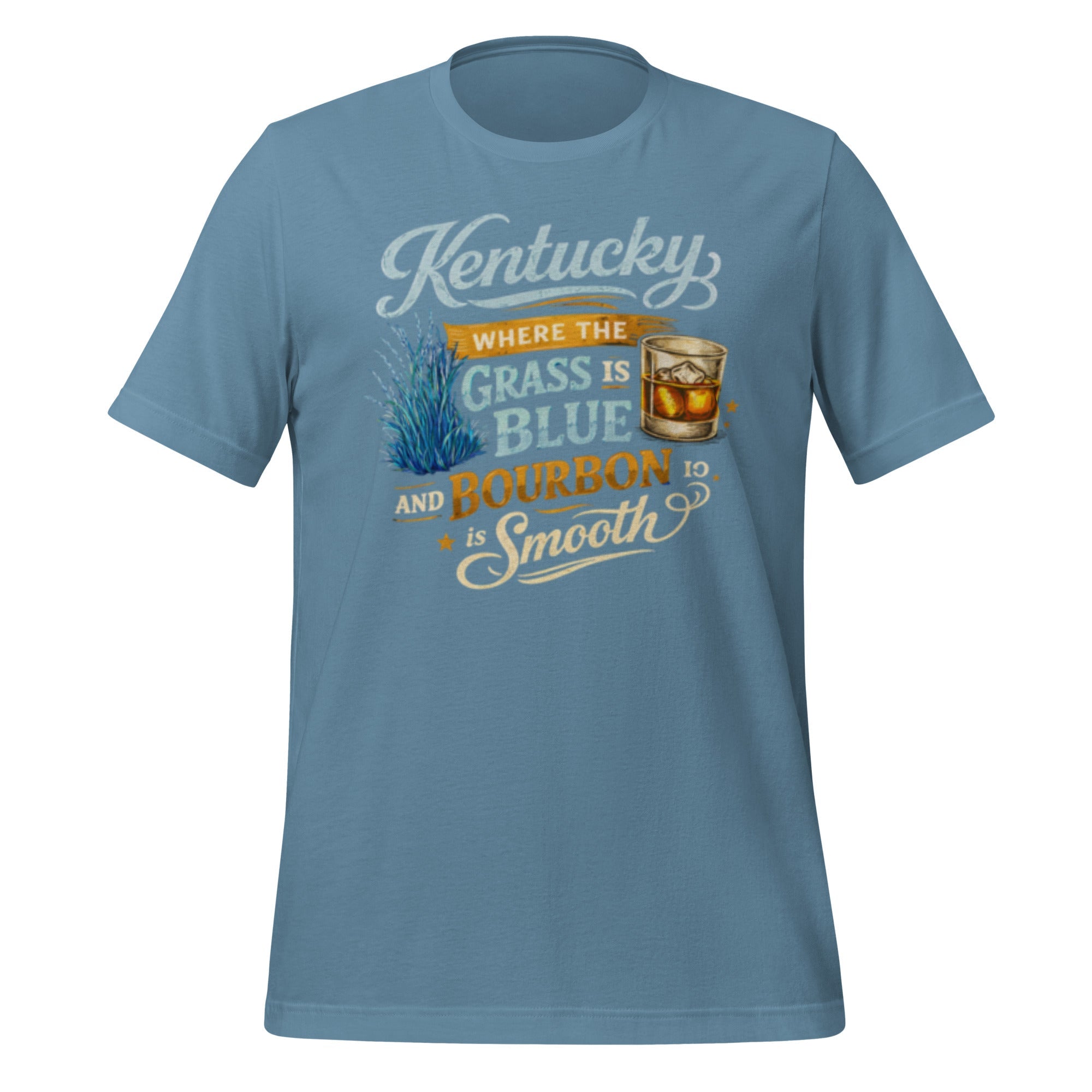 Kentucky: Where the Grass is Blue & the Bourbon is Smooth T-Shirt | Playful Southern Culture Tee | Classic Cotton - Bluegrass Elite Apparel LLC