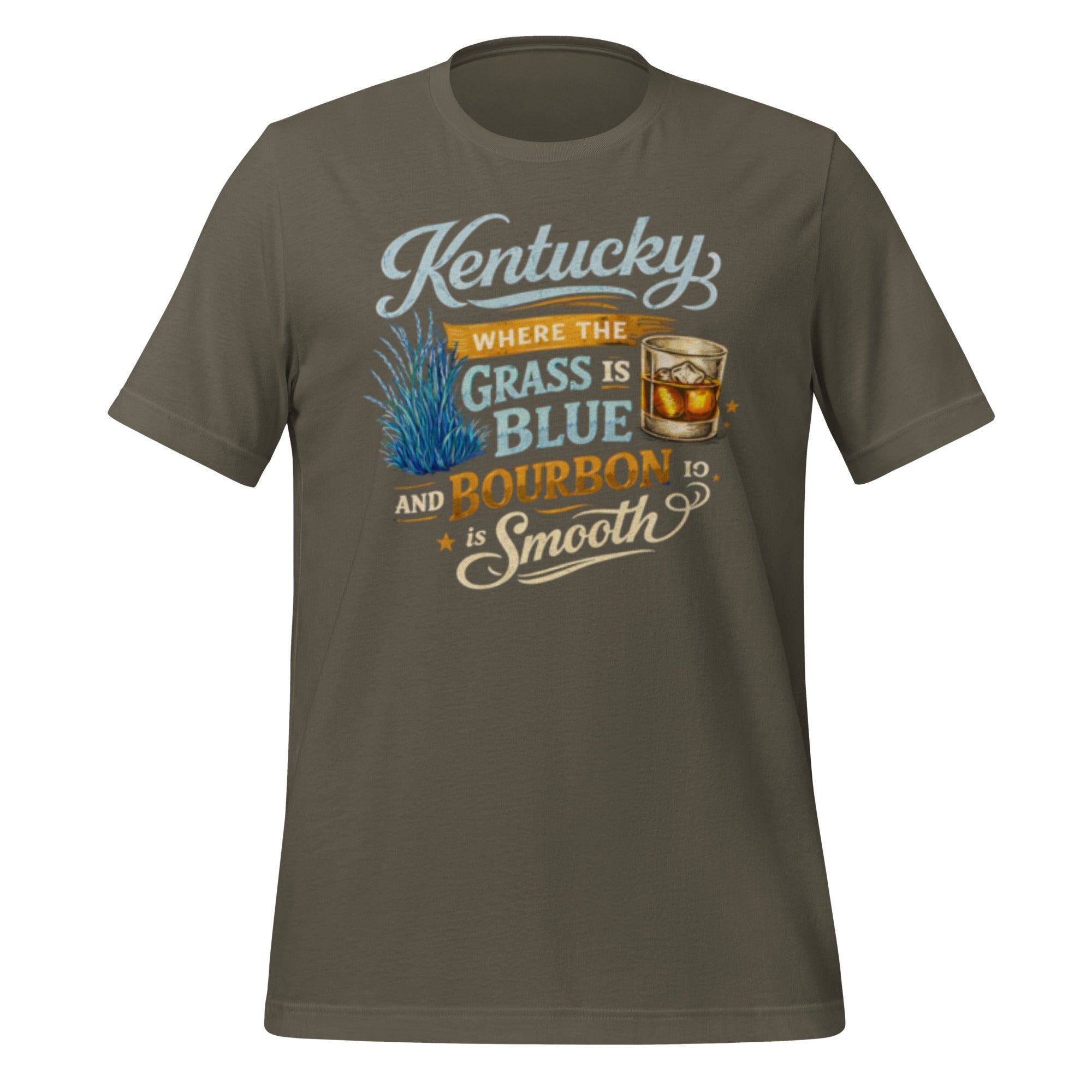 Kentucky: Where the Grass is Blue & the Bourbon is Smooth T-Shirt | Playful Southern Culture Tee | Classic Cotton - Bluegrass Elite Apparel LLC