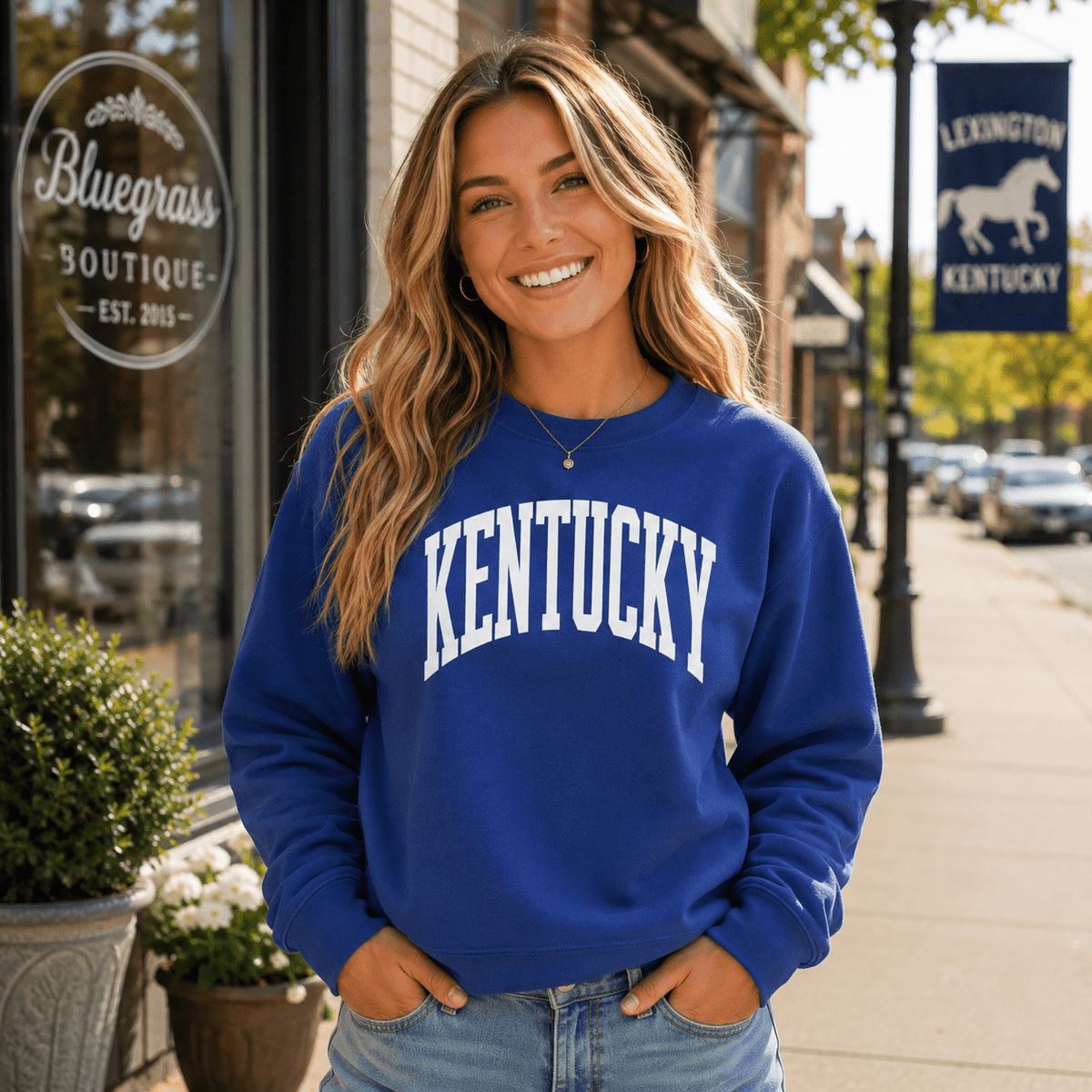 Kentucky White Arch Sweatshirt | Vintage Athletic Design - Bluegrass Elite Apparel LLC