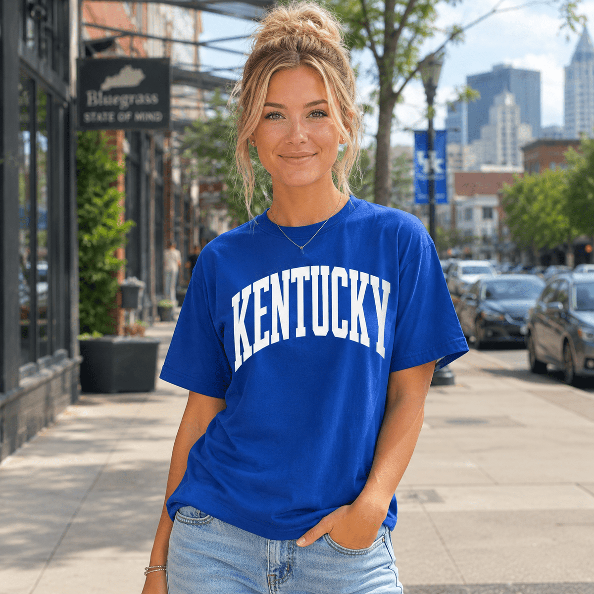 Kentucky White Arch Tee | Vintage Athletic Design | Classic - Bluegrass Elite Apparel LLC
