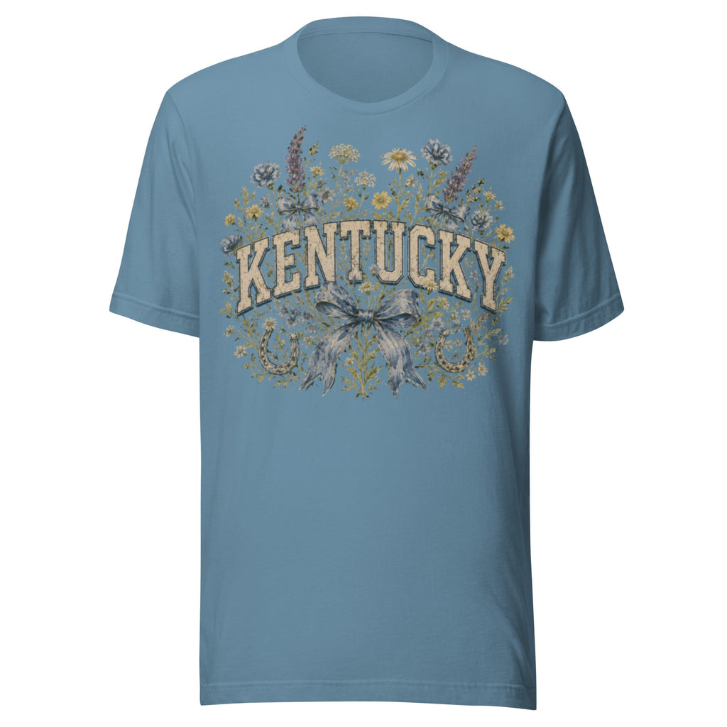 Kentucky Wildflower Bow Tee | Vintage Floral Design | Classic - Bluegrass Elite Apparel LLC