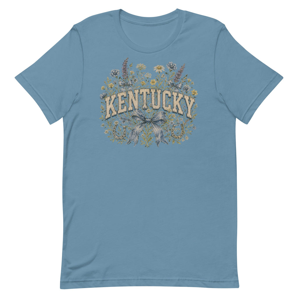 Kentucky Wildflower Bow Tee | Vintage Floral Design | Classic - Bluegrass Elite Apparel LLC