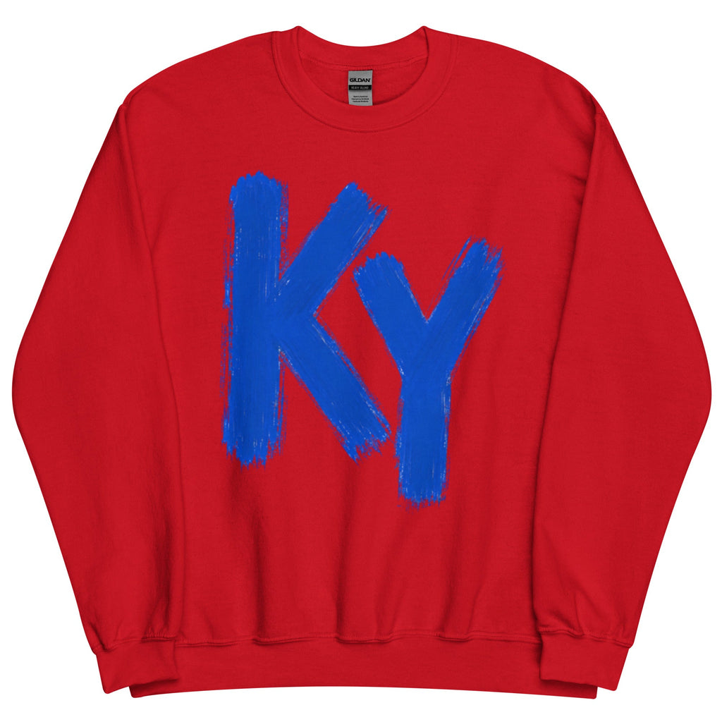 KY Brush Script Sweatshirt | Kentucky Blue Paint Design - Bluegrass Elite Apparel LLC