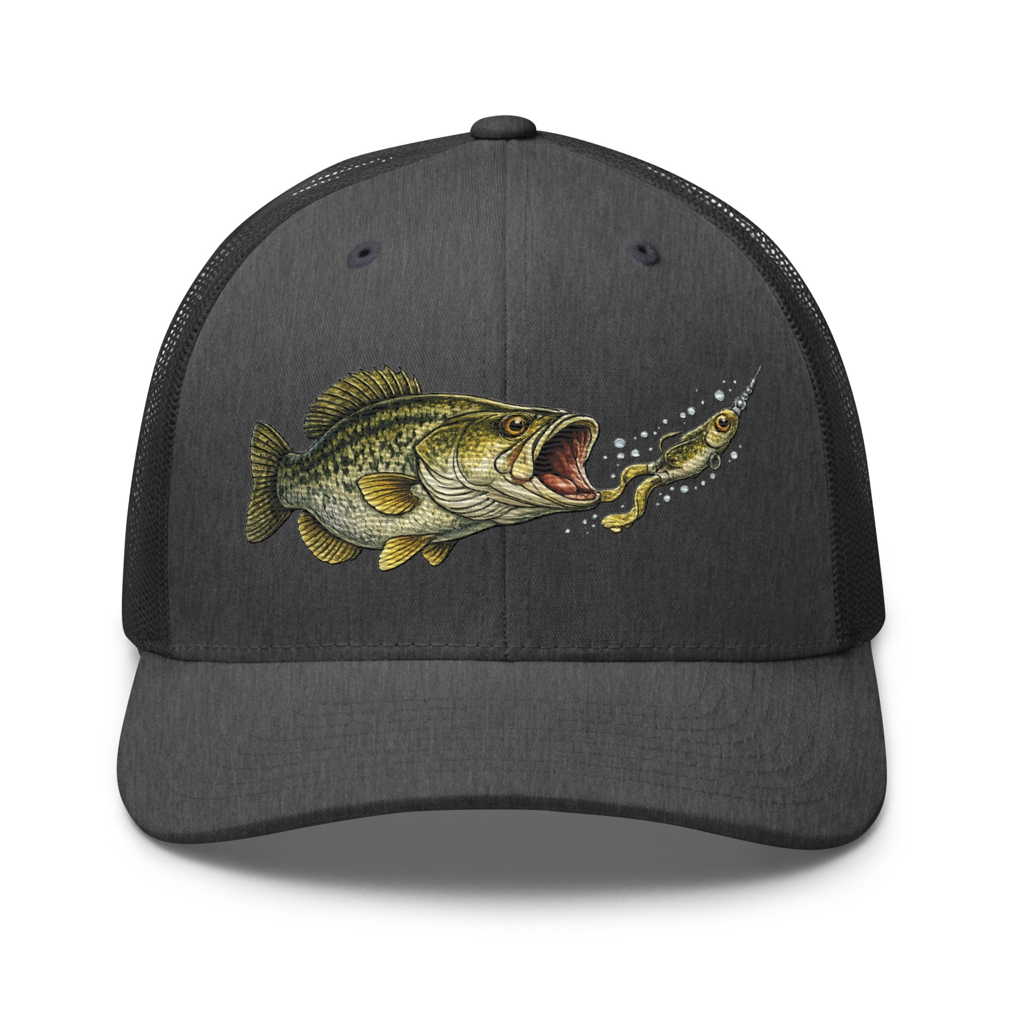 Largemouth Bass Strike Trucker Hat | Topwater Toad Fishing Design - Bluegrass Elite Apparel LLC