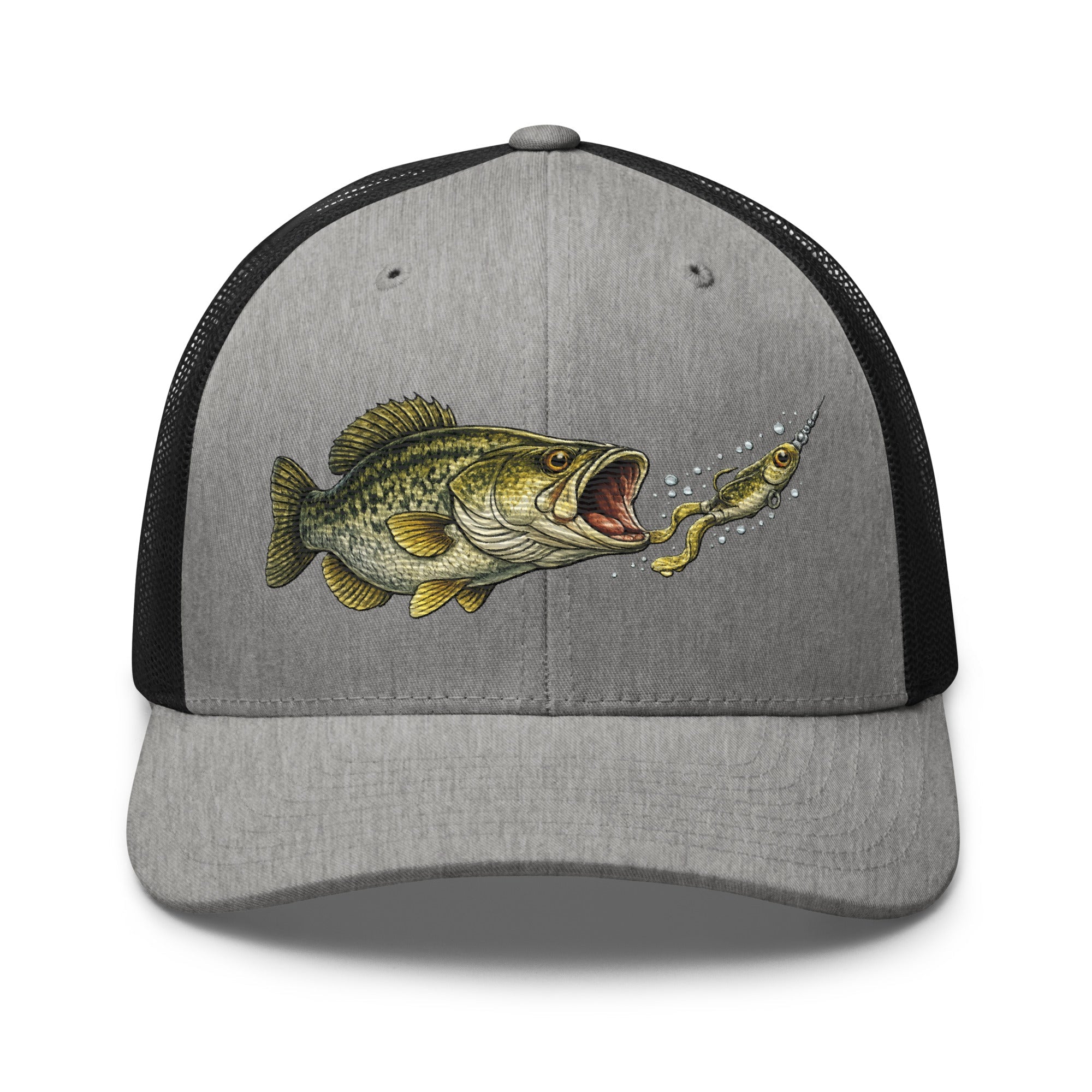 Largemouth Bass Strike Trucker Hat | Topwater Toad Fishing Design - Bluegrass Elite Apparel LLC