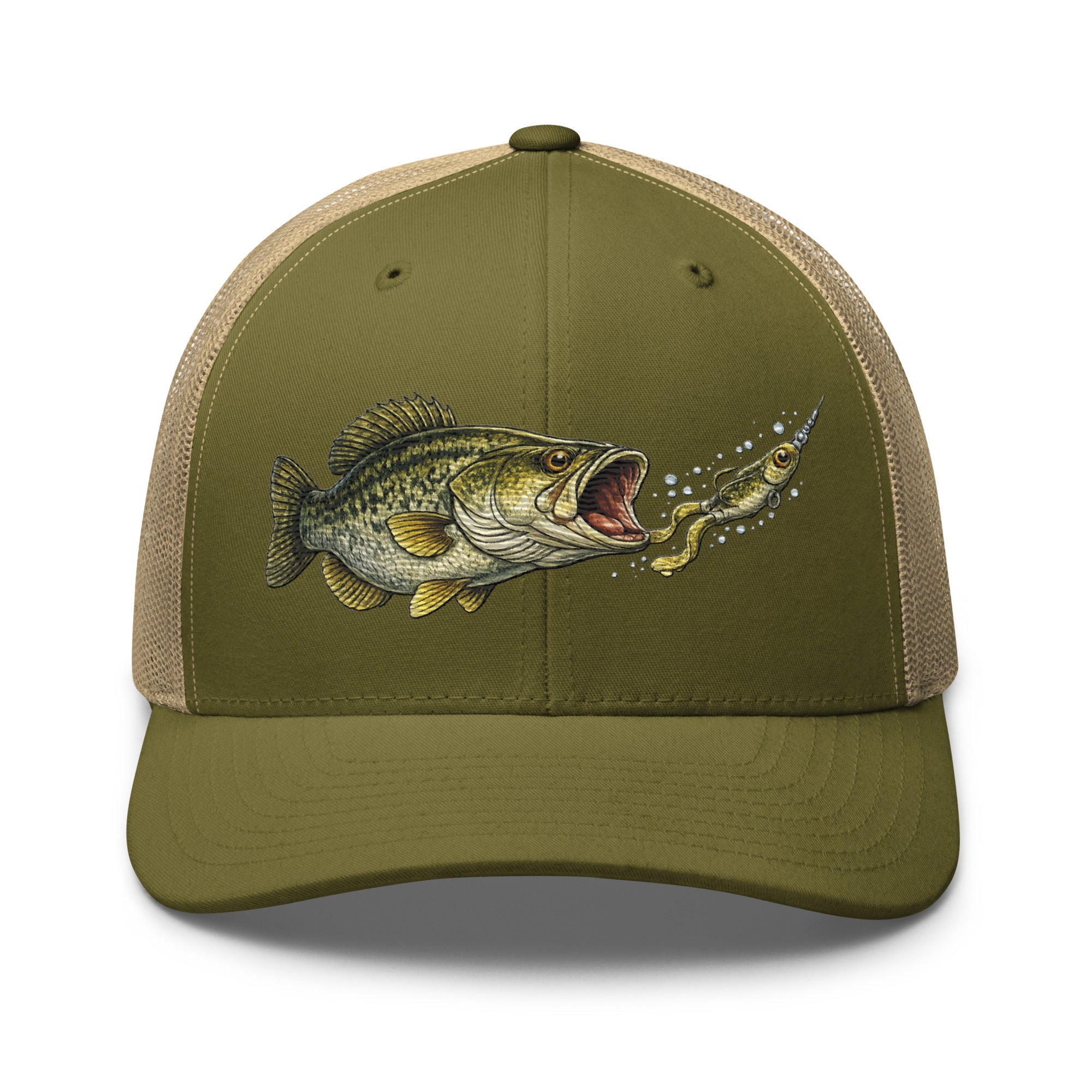 Largemouth Bass Strike Trucker Hat | Topwater Toad Fishing Design - Bluegrass Elite Apparel LLC