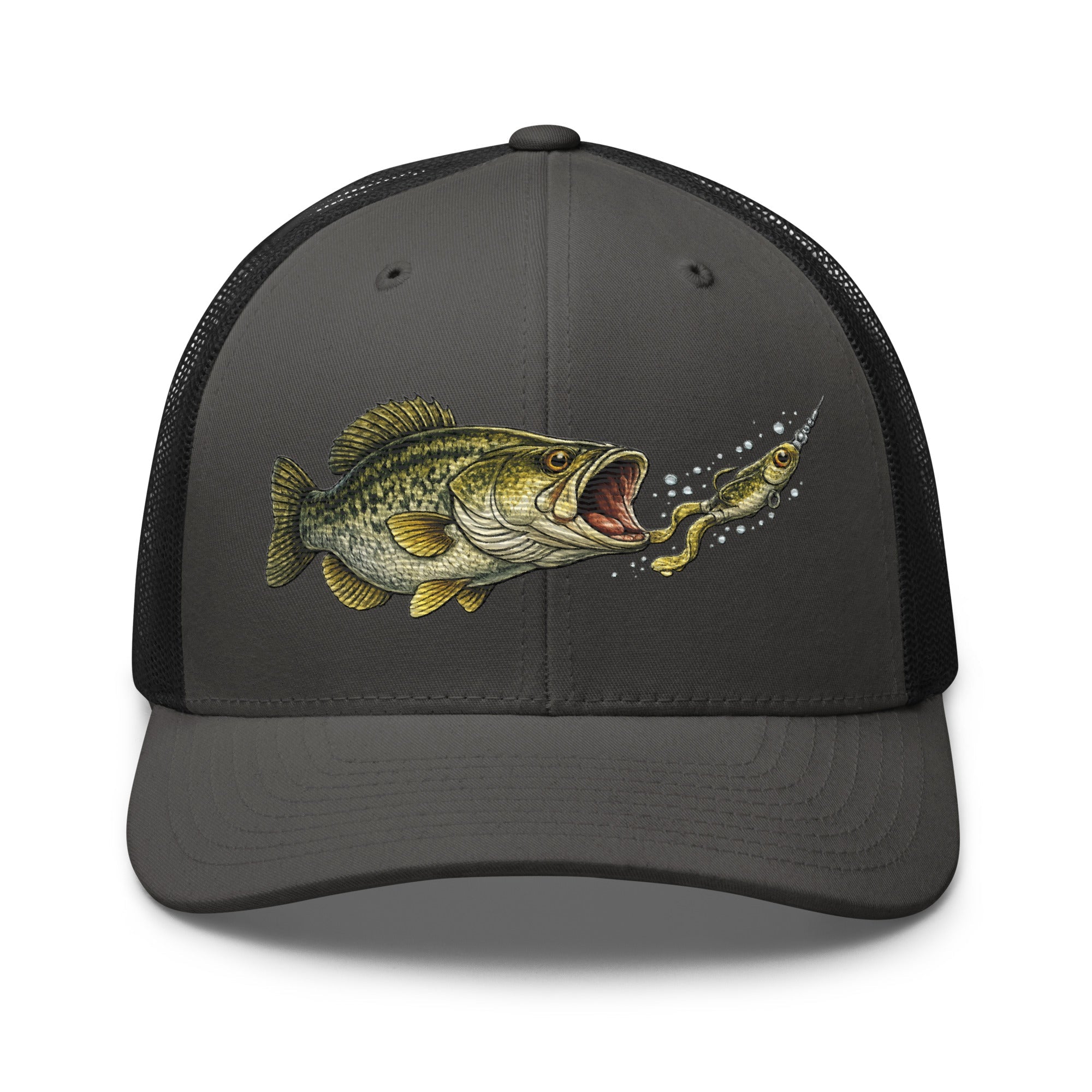 Largemouth Bass Strike Trucker Hat | Topwater Toad Fishing Design - Bluegrass Elite Apparel LLC