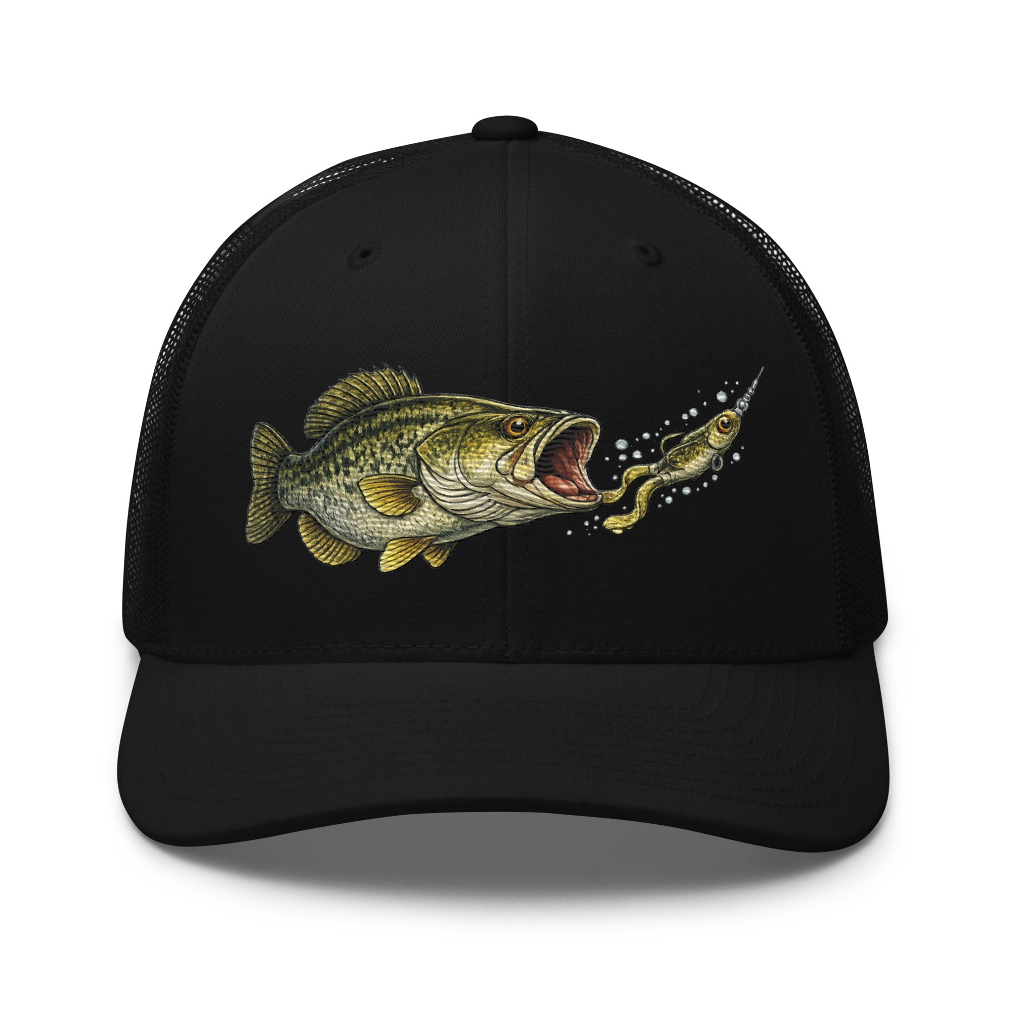 Largemouth Bass Strike Trucker Hat | Topwater Toad Fishing Design - Bluegrass Elite Apparel LLC