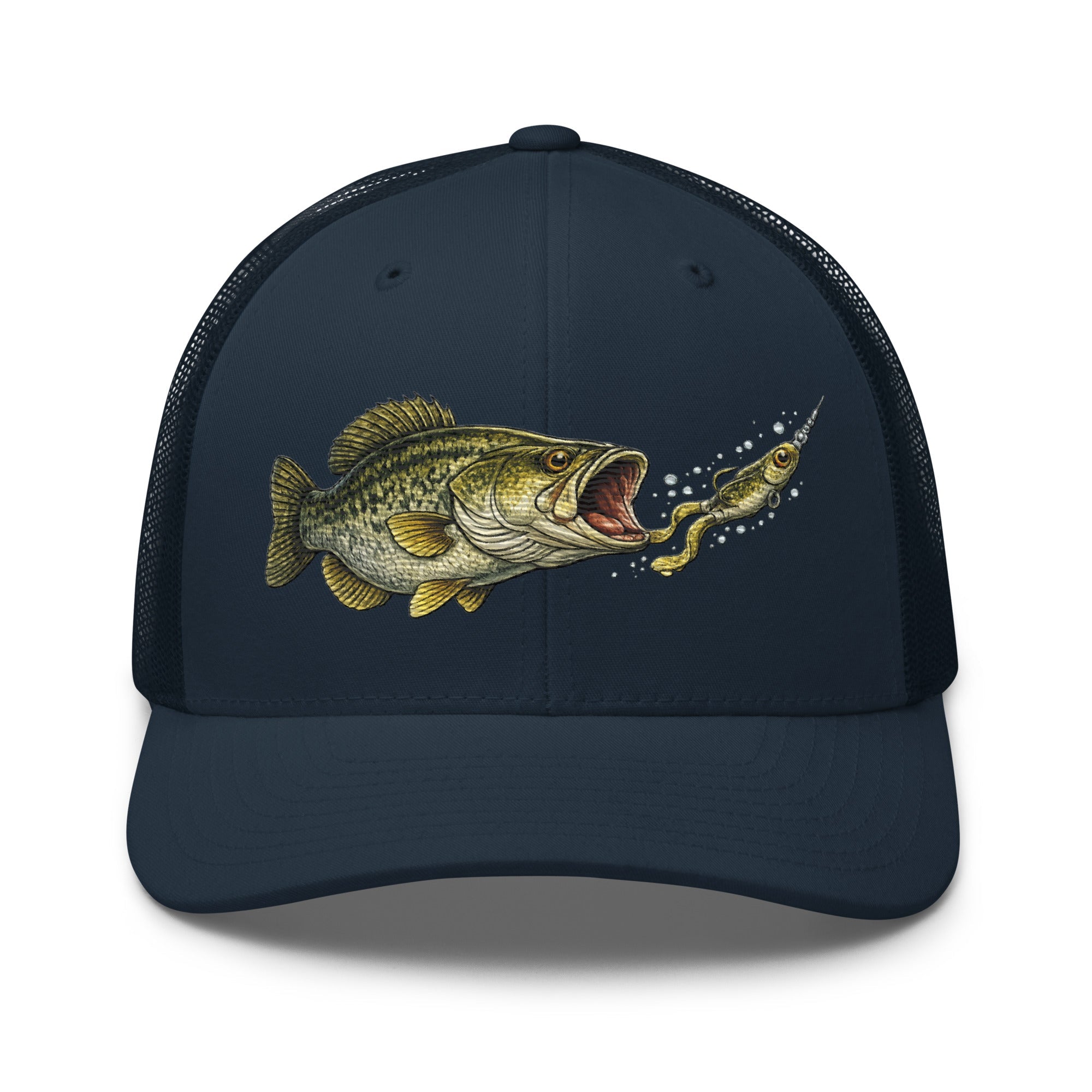 Largemouth Bass Strike Trucker Hat | Topwater Toad Fishing Design - Bluegrass Elite Apparel LLC