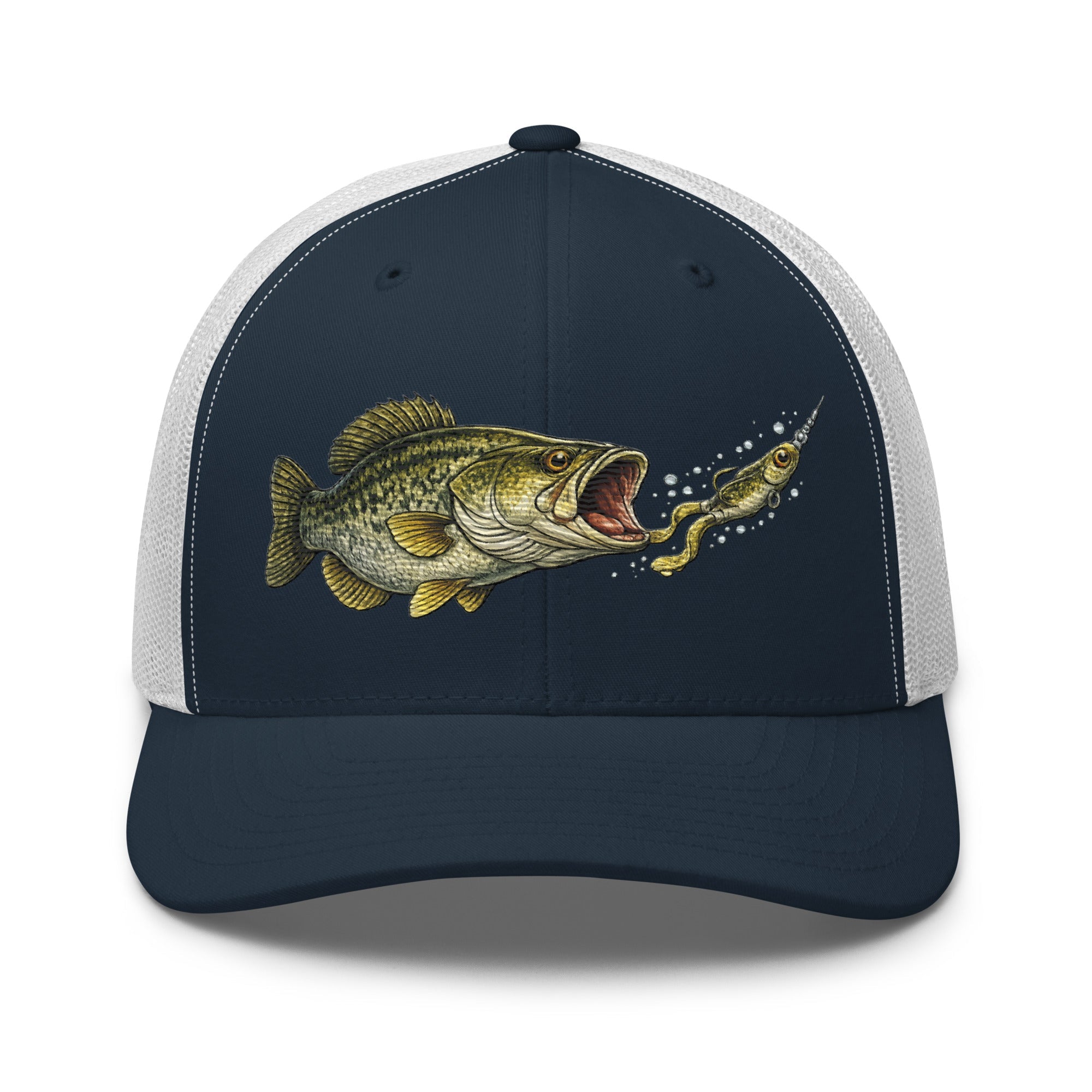 Largemouth Bass Strike Trucker Hat | Topwater Toad Fishing Design - Bluegrass Elite Apparel LLC