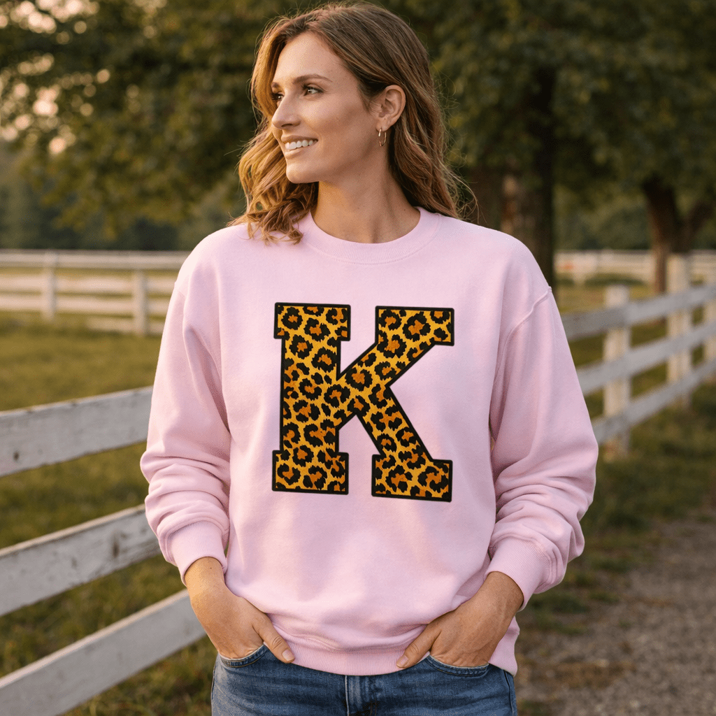 Leopard Print K Sweatshirt | Premium Fleece Streetwear - Bluegrass Elite Apparel LLC