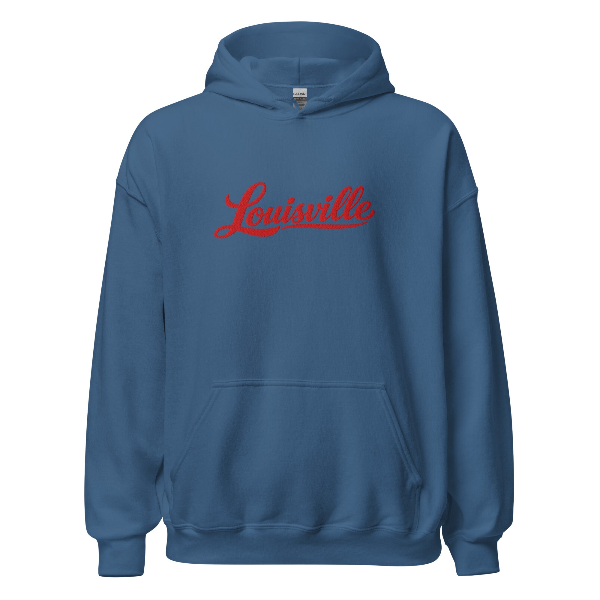Louisville Hoodie | Red Script Embroidered Design | Unisex Comfort - Bluegrass Elite Apparel LLC