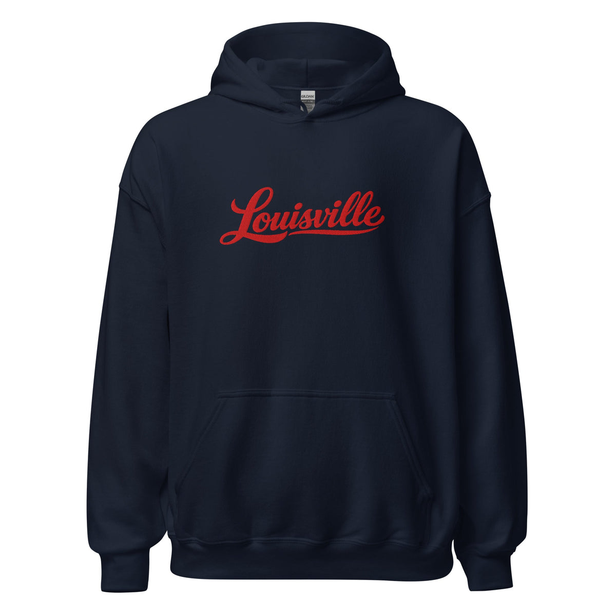 Louisville Hoodie | Red Script Embroidered Design | Unisex Comfort - Bluegrass Elite Apparel LLC