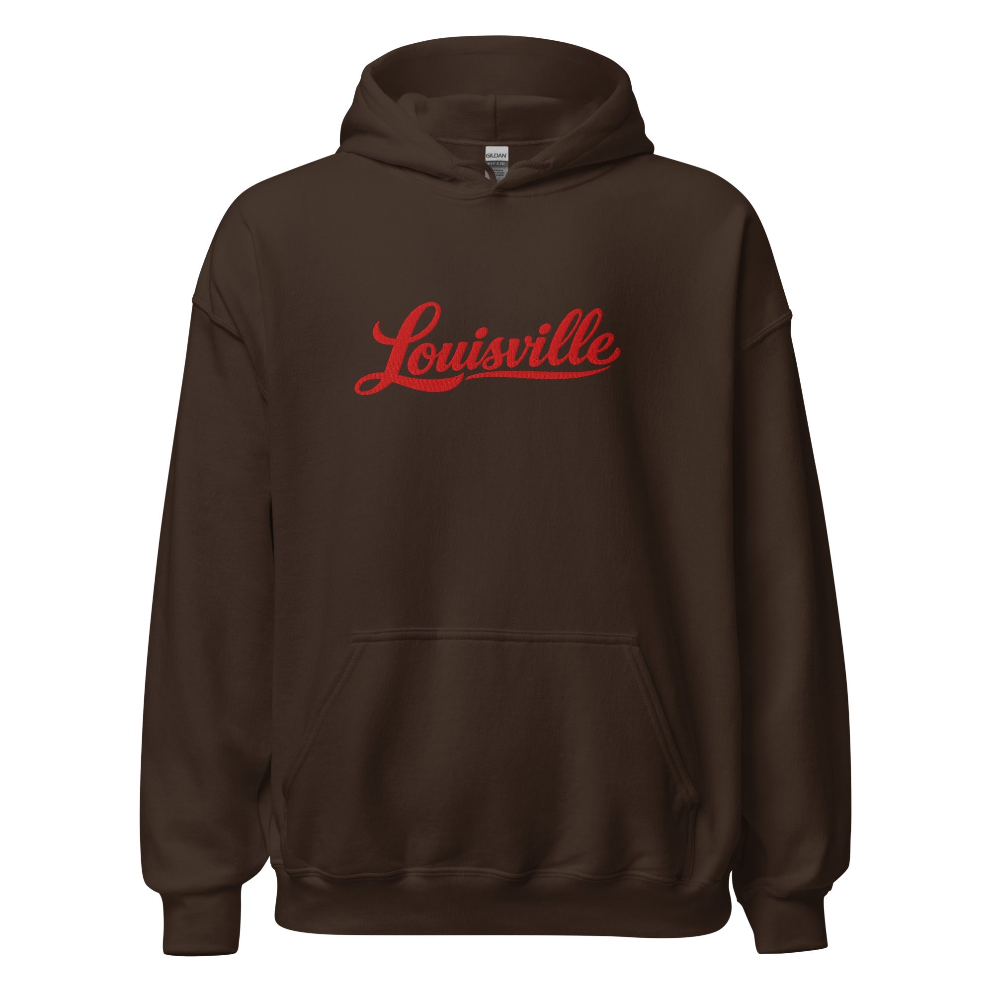 Louisville Hoodie | Red Script Embroidered Design | Unisex Comfort - Bluegrass Elite Apparel LLC