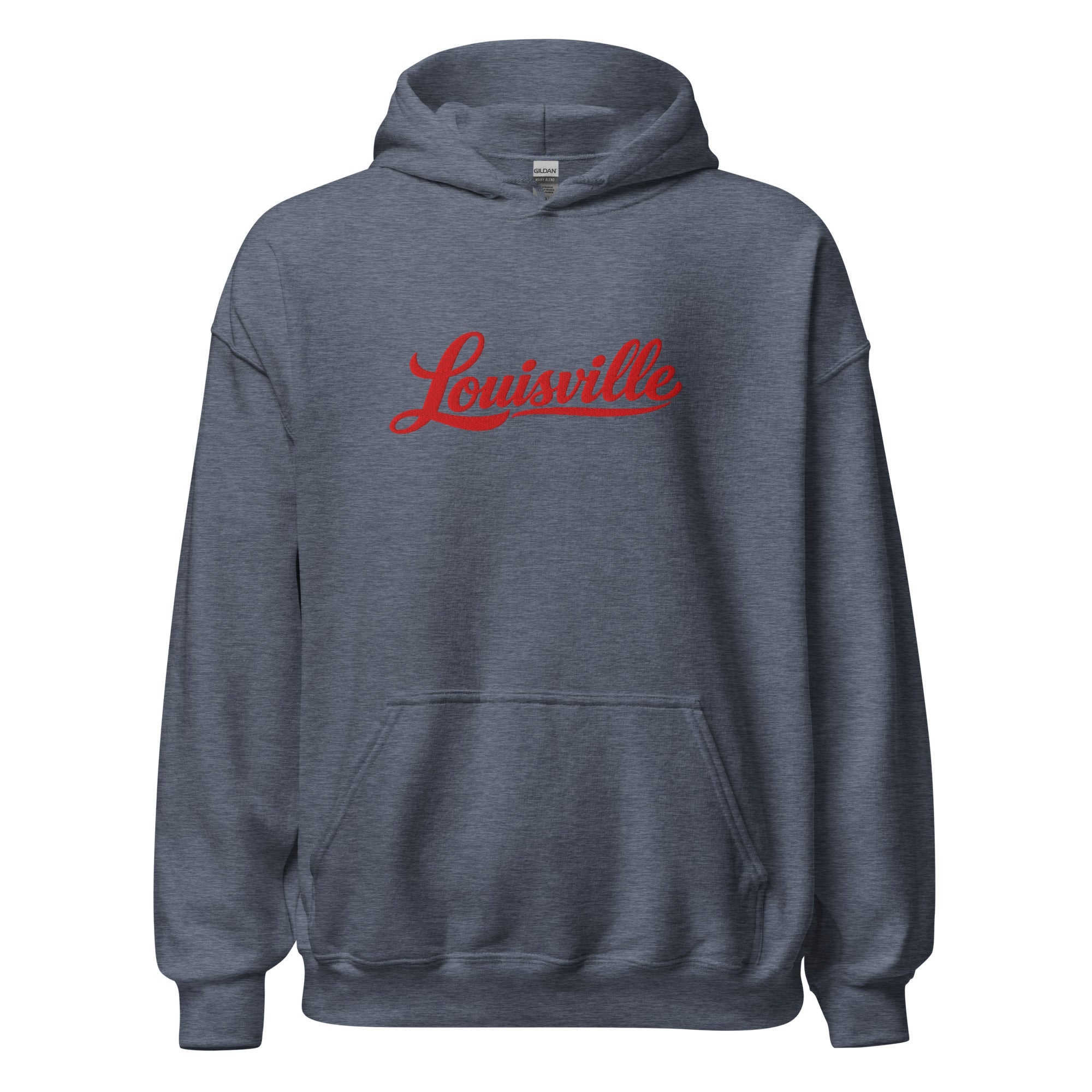 Louisville Hoodie | Red Script Embroidered Design | Unisex Comfort - Bluegrass Elite Apparel LLC