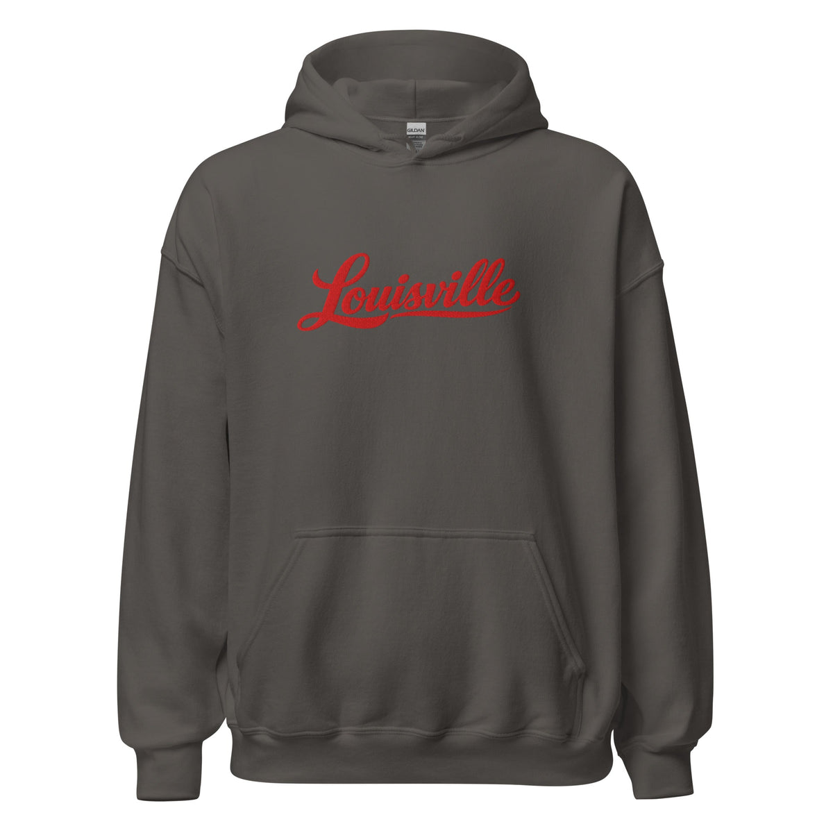 Louisville Hoodie | Red Script Embroidered Design | Unisex Comfort - Bluegrass Elite Apparel LLC