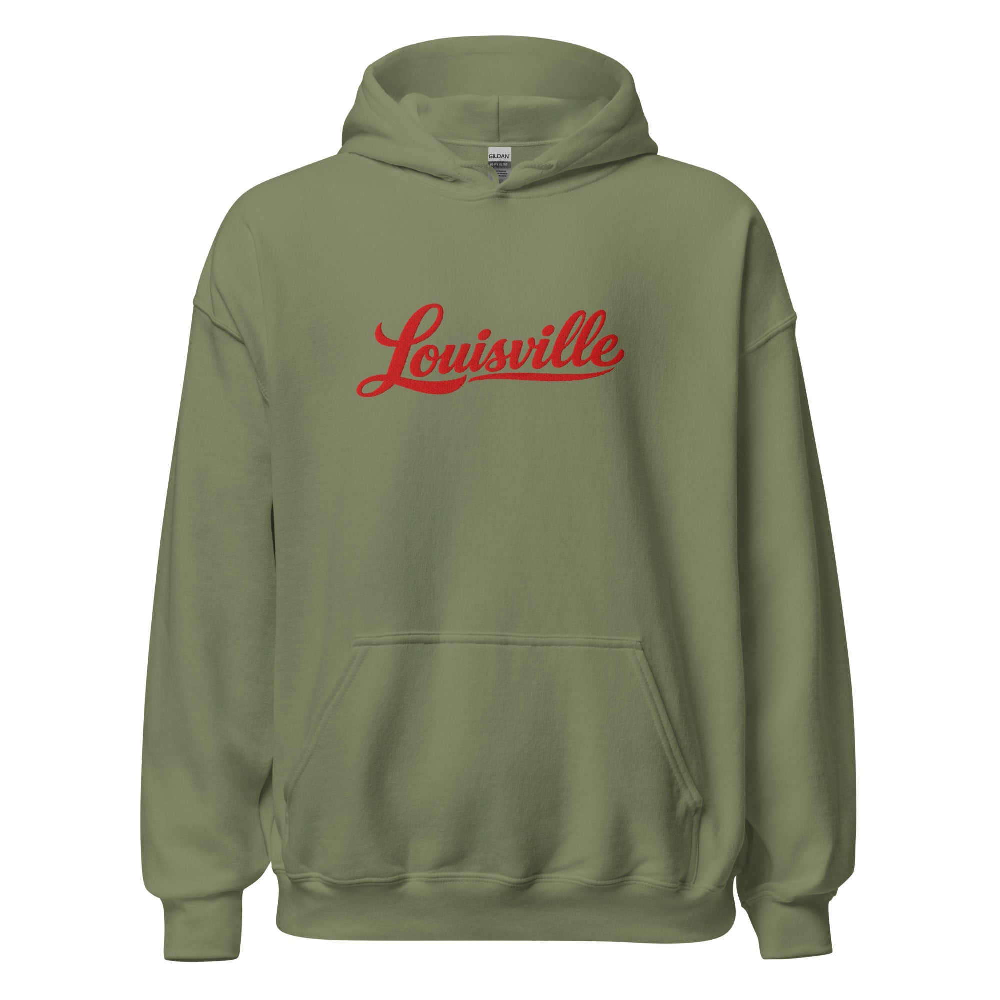 Louisville Hoodie | Red Script Embroidered Design | Unisex Comfort - Bluegrass Elite Apparel LLC
