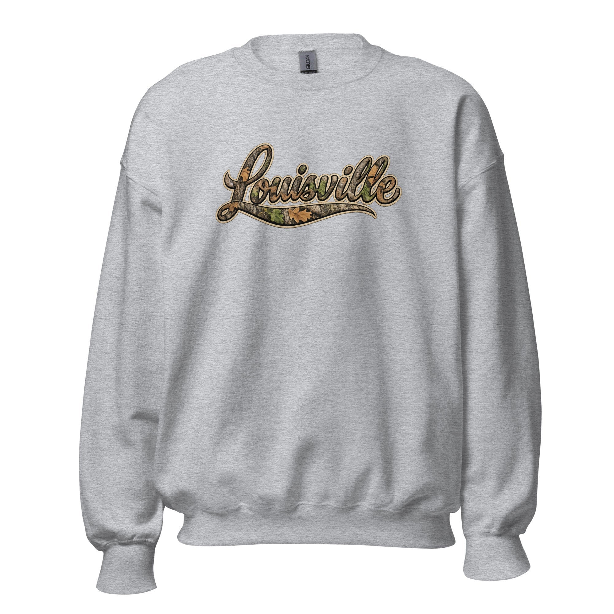 Louisville Script Sweatshirt | Outdoor Camo Style | Unisex Fit - Bluegrass Elite Apparel LLC