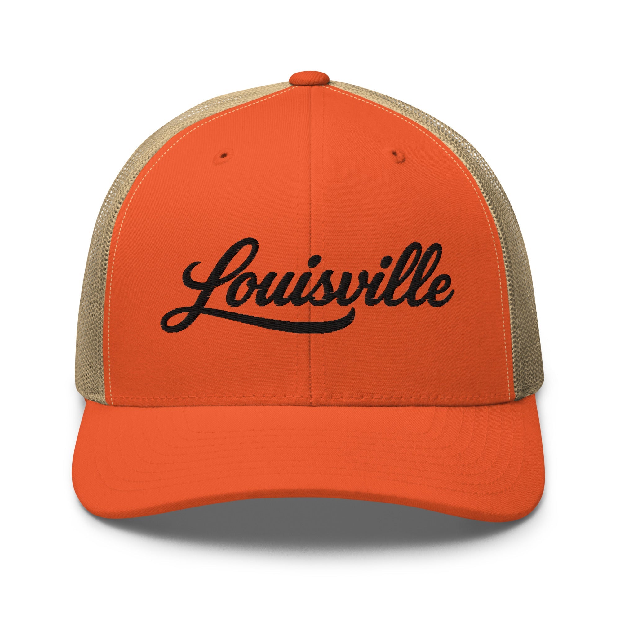 Louisville Script Trucker Cap – Kentucky City Series Classic Mesh Hat - Bluegrass Elite Apparel LLC