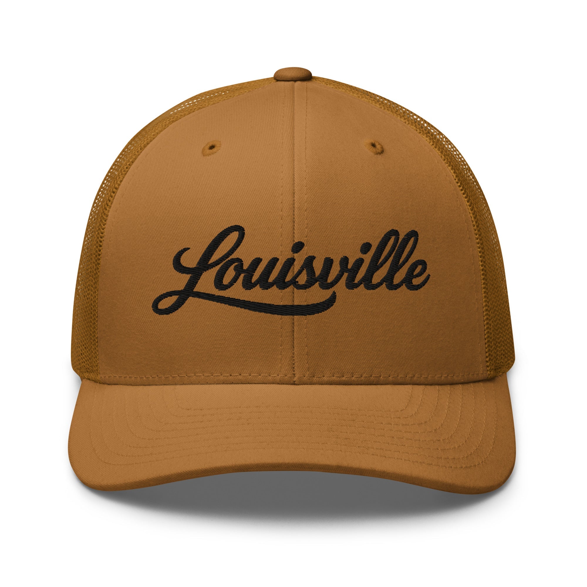Louisville Script Trucker Cap – Kentucky City Series Classic Mesh Hat - Bluegrass Elite Apparel LLC