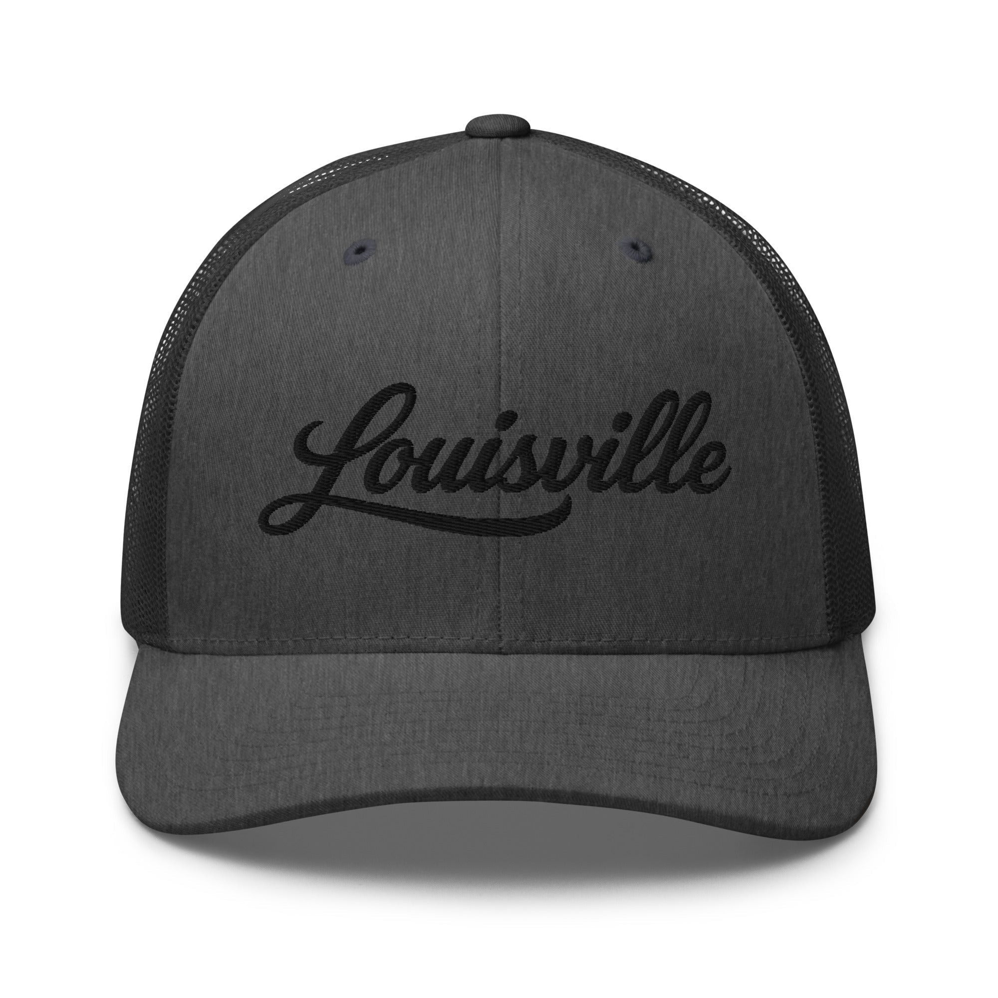 Louisville Script Trucker Cap – Kentucky City Series Classic Mesh Hat - Bluegrass Elite Apparel LLC