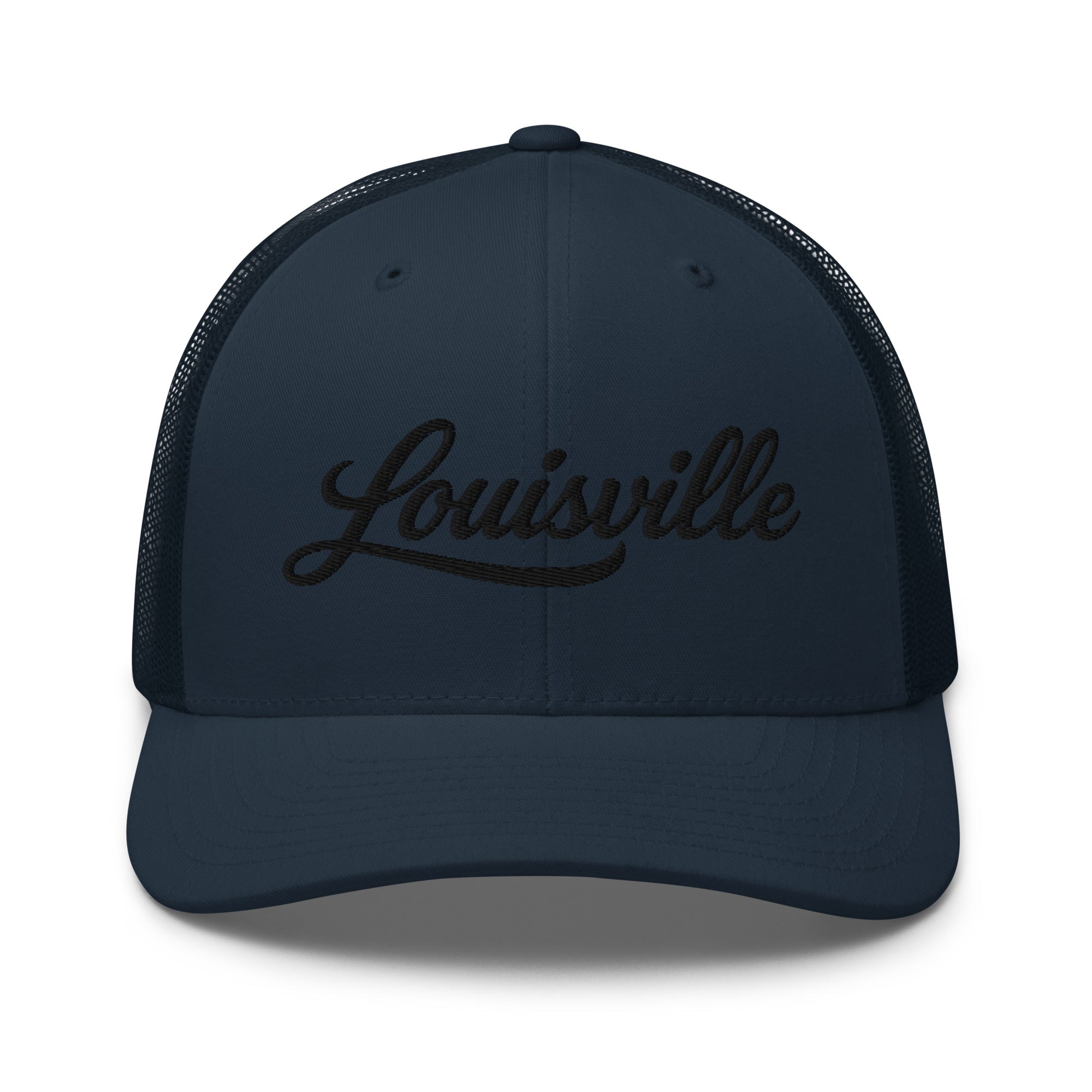 Louisville Script Trucker Cap – Kentucky City Series Classic Mesh Hat - Bluegrass Elite Apparel LLC