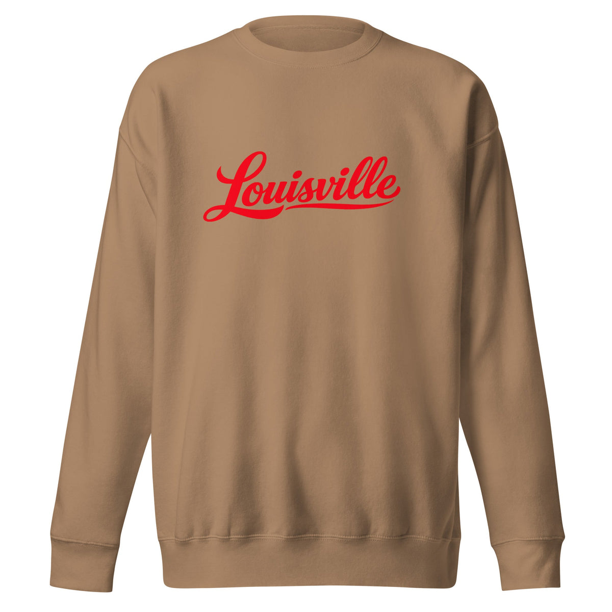 Louisville Sweatshirt | Red Script Fleece Crewneck | Unisex Fit - Bluegrass Elite Apparel LLC