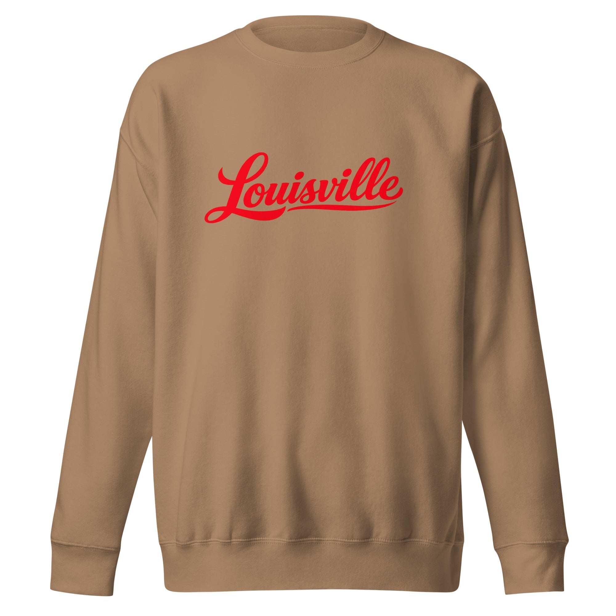 Louisville Sweatshirt | Red Script Fleece Crewneck | Unisex Fit - Bluegrass Elite Apparel LLC